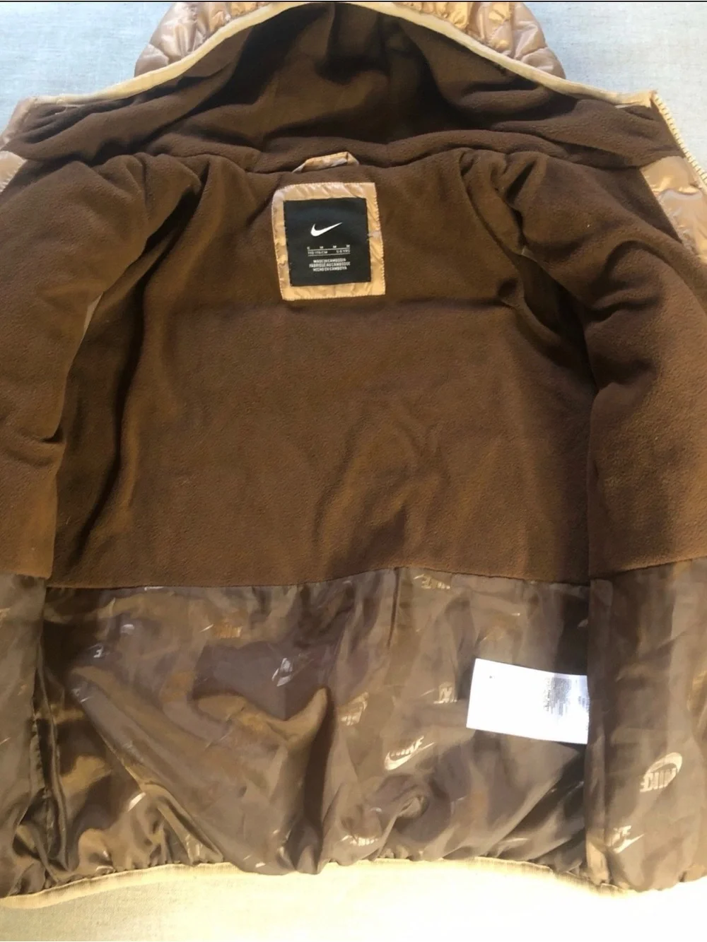 Nike Kids Beige/Tan Hooded Puffer Jacket